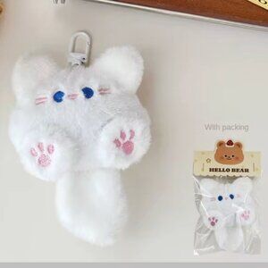 🧸 Plush Kitty Backpack Charm - White